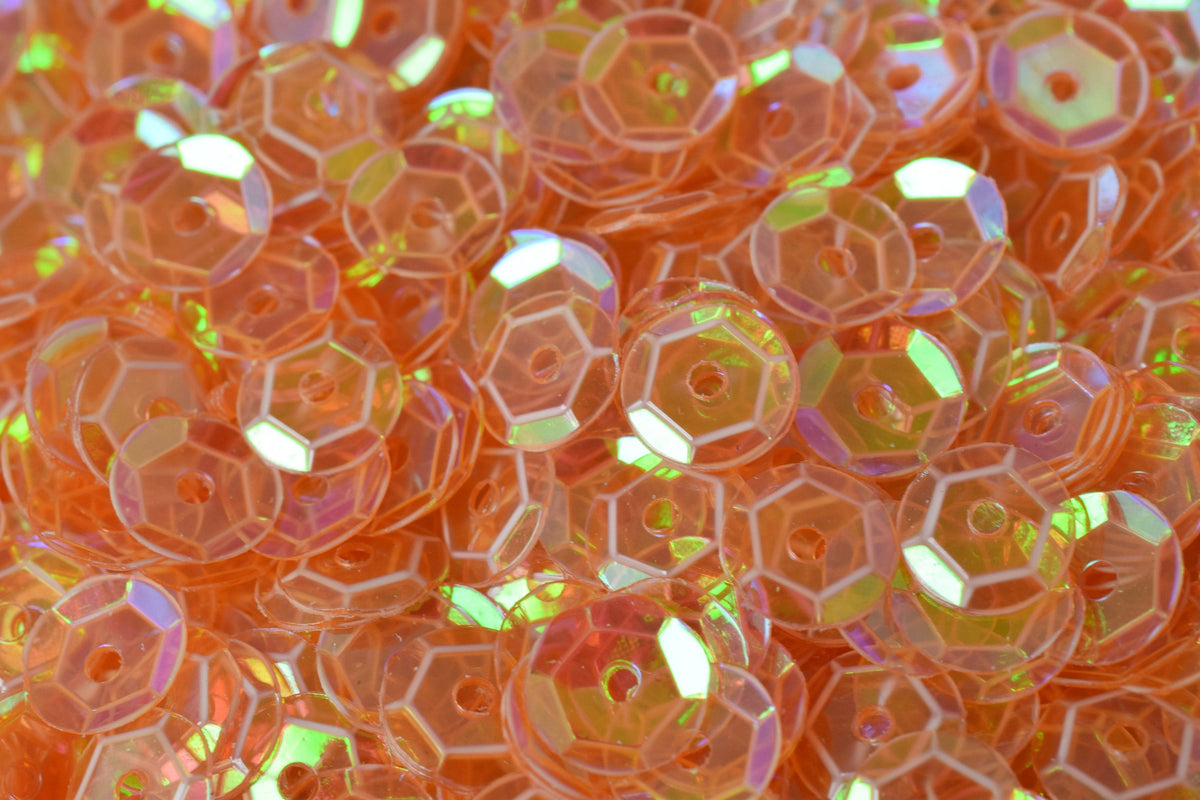 Light Orange Clear Cup Sequins: Iridescent Sheen - Loose Round Paillettes, 3-6mm, 2000 Pieces, Sewing and Shoe Decor