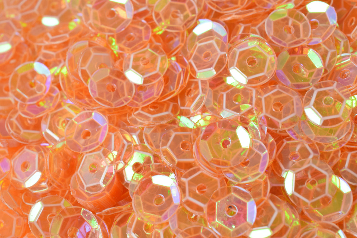 Light Orange Clear Cup Sequins: Iridescent Sheen - Loose Round Paillettes, 3-6mm, 2000 Pieces, Sewing and Shoe Decor