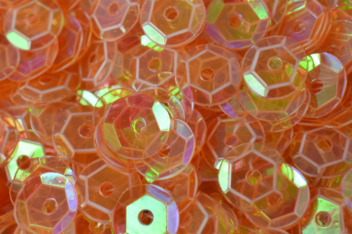 Light Orange Clear Cup Sequins: Iridescent Sheen - Loose Round Paillettes, 3-6mm, 2000 Pieces, Sewing and Shoe Decor