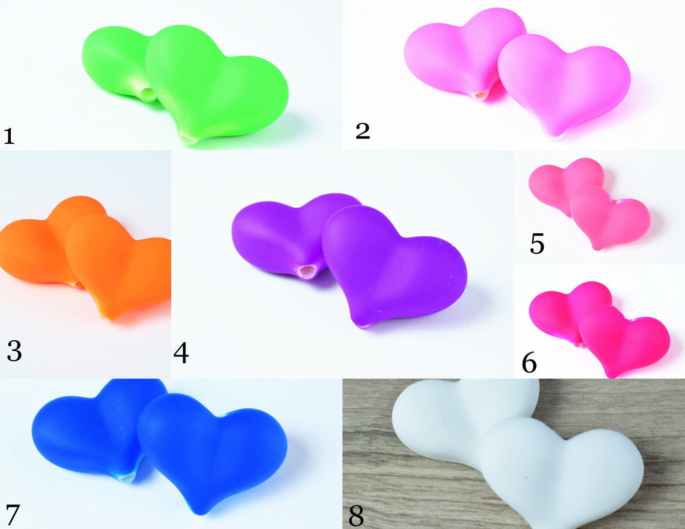 30x22mm Matte Rubberized Plastic Heart Beads,Mixed Color Heart Beads,Heart Beads,Drilled Heart,Heart Beads,Wholesale Heart...