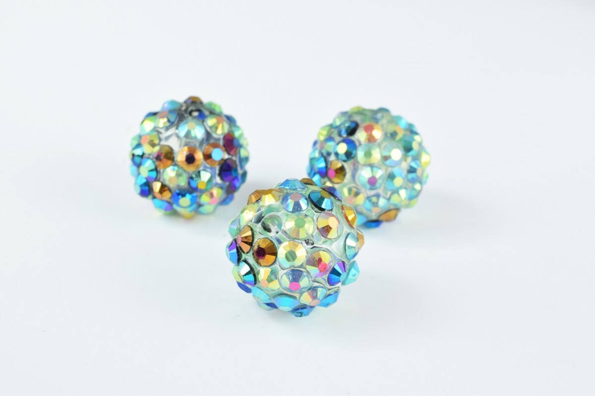 16mm Rhinestone Resin Beads, Shamballa, Round Ball Beads, for Macrame Bracelet, Basketball wives Earring 13 Colors set of...