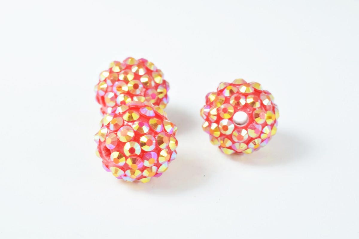 16mm Rhinestone Resin Beads, Shamballa, Round Ball Beads, for Macrame Bracelet, Basketball wives Earring 13 Colors set of...