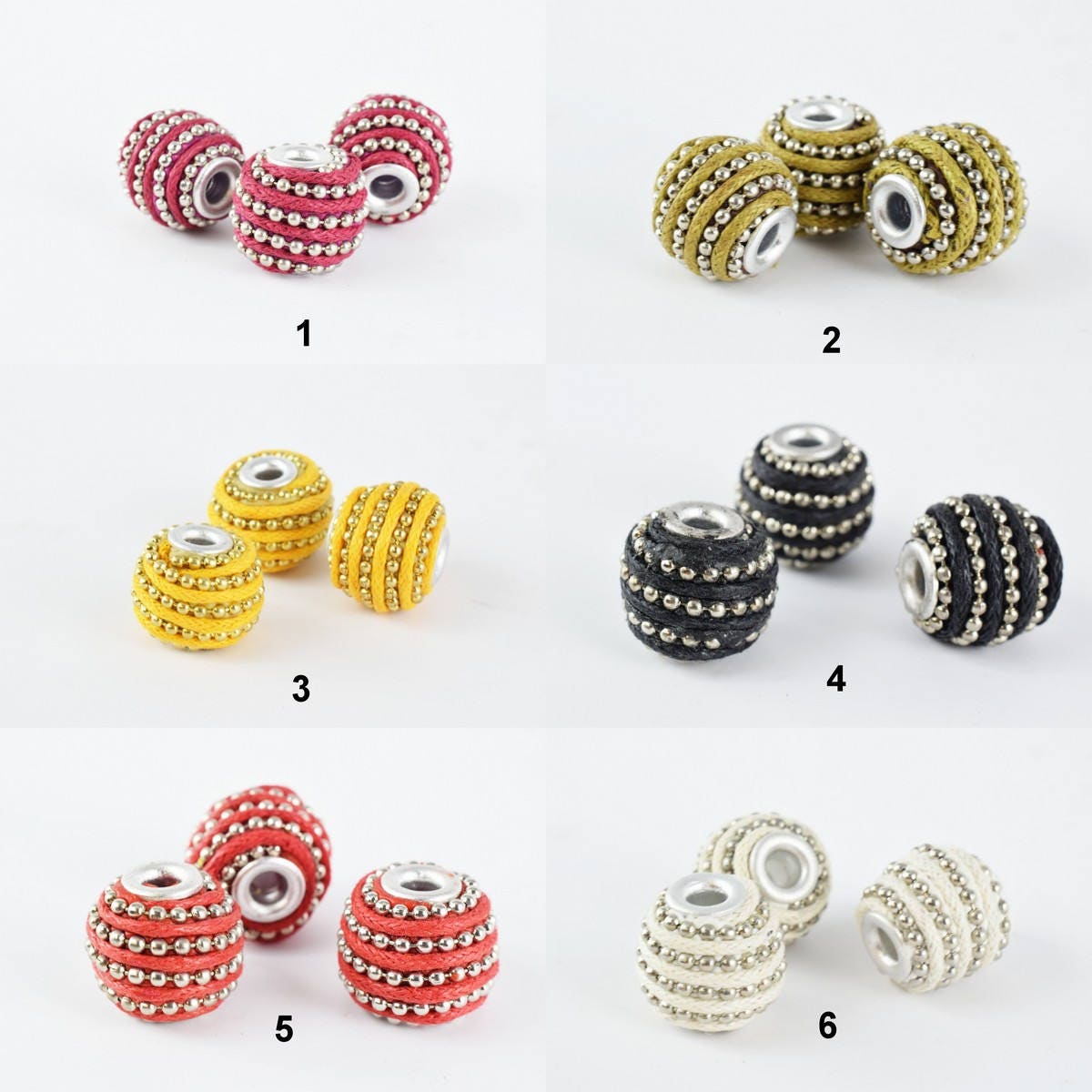 14x13mm Indonesian Clay Beads Handmade Beads 6 PCs, Bohemian Bali Style Jewelry Making Decorative Round Beads jewelry maki...