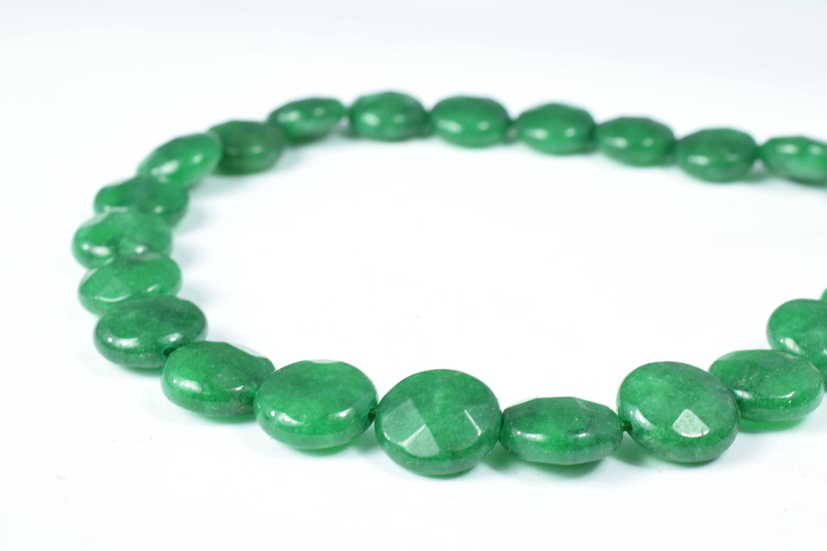 10mm Green Agate Flat Round Gemstone Faceted Beads 1 strand 44 PCs, Natural, healing,chakra, birthstone Jewelry Making,Who...