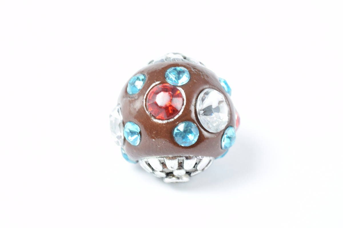 Kashmir Clay Beads Set: Bohemian Bali Style Artisan Beads, Multicolor Natural Clay (Handmade, Round 18mm, Jewelry Making)