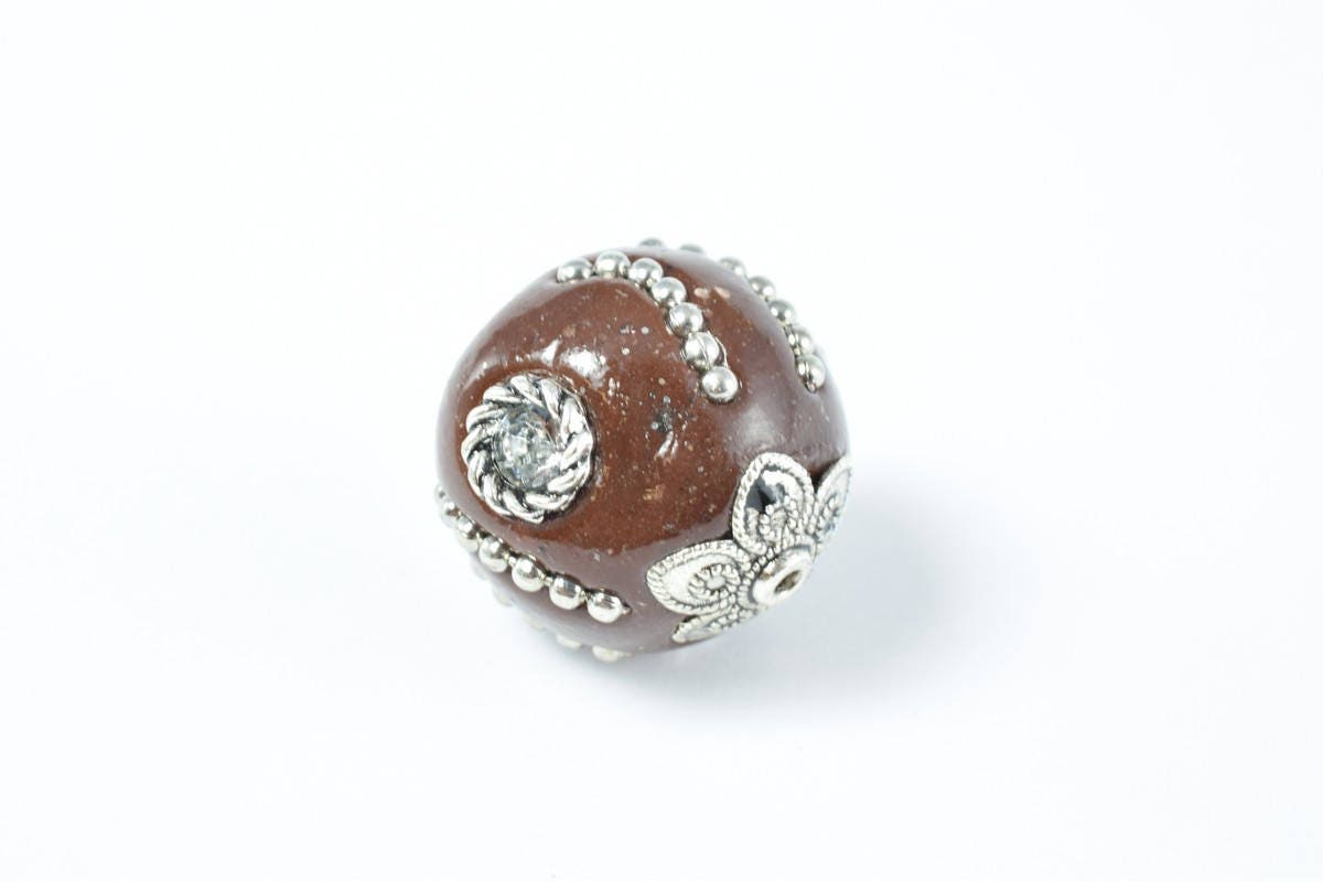 Kashmir Clay Beads - Handmade Bali Style Round Beads - 18mm Size, Colorful Natural Clay, Jewelry Making Essentials