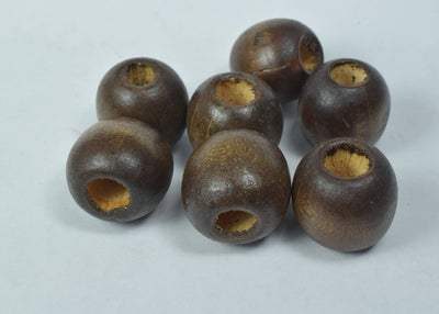 15mm Dark Chocolate Round Large Hole Wooden Beads, Wooden Beading Tools, Large Hole Brown Wood Beads, Macrame Beads, Round...