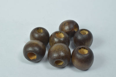 15mm Dark Chocolate Round Large Hole Wooden Beads, Wooden Beading Tools, Large Hole Brown Wood Beads, Macrame Beads, Round...