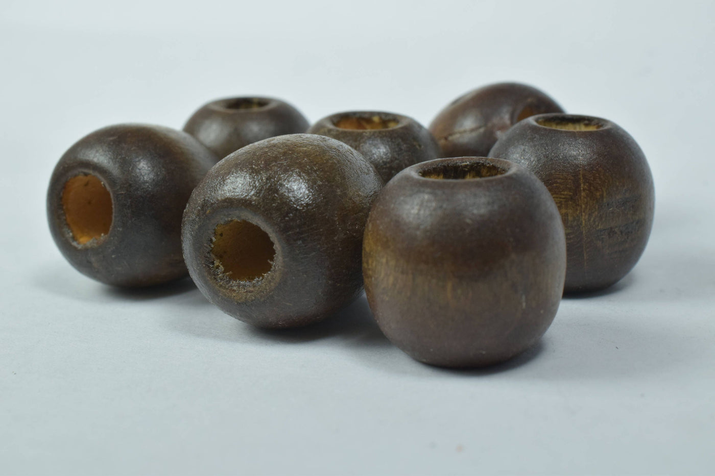 15mm Dark Chocolate Round Large Hole Wooden Beads, Wooden Beading Tools, Large Hole Brown Wood Beads, Macrame Beads, Round...