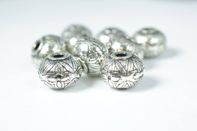 21x13mm Silver/Gold Antique Plastic Beads/Large Ornate/Silver/Gold Baroque Filigree Embossed Fancy Lantern Round Ball Bead...