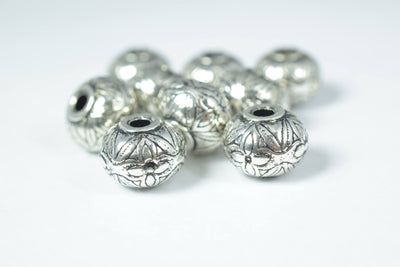 21x13mm Silver/Gold Antique Plastic Beads/Large Ornate/Silver/Gold Baroque Filigree Embossed Fancy Lantern Round Ball Bead...