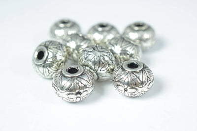 21x13mm Silver/Gold Antique Plastic Beads/Large Ornate/Silver/Gold Baroque Filigree Embossed Fancy Lantern Round Ball Bead...