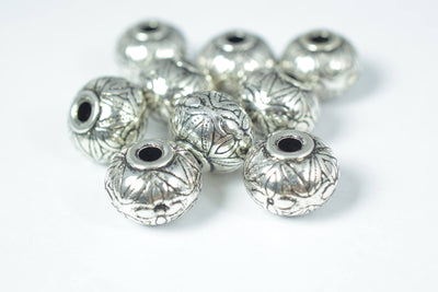 21x13mm Silver/Gold Antique Plastic Beads/Large Ornate/Silver/Gold Baroque Filigree Embossed Fancy Lantern Round Ball Bead...