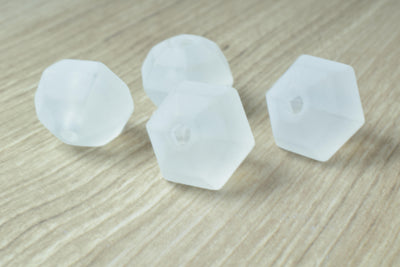 24mm Frosted Matte Clear (50pcs)  Faceted Round Beads Matte Clear/Hexagon Clear Matte Beads, Frosty Matte Beads, Wholesale...