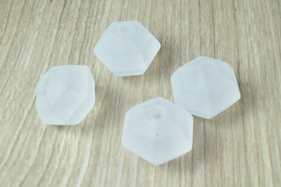 24mm Frosted Matte Clear (50pcs)  Faceted Round Beads Matte Clear/Hexagon Clear Matte Beads, Frosty Matte Beads, Wholesale...