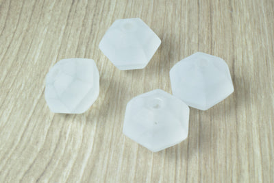 24mm Frosted Matte Clear (50pcs)  Faceted Round Beads Matte Clear/Hexagon Clear Matte Beads, Frosty Matte Beads, Wholesale...