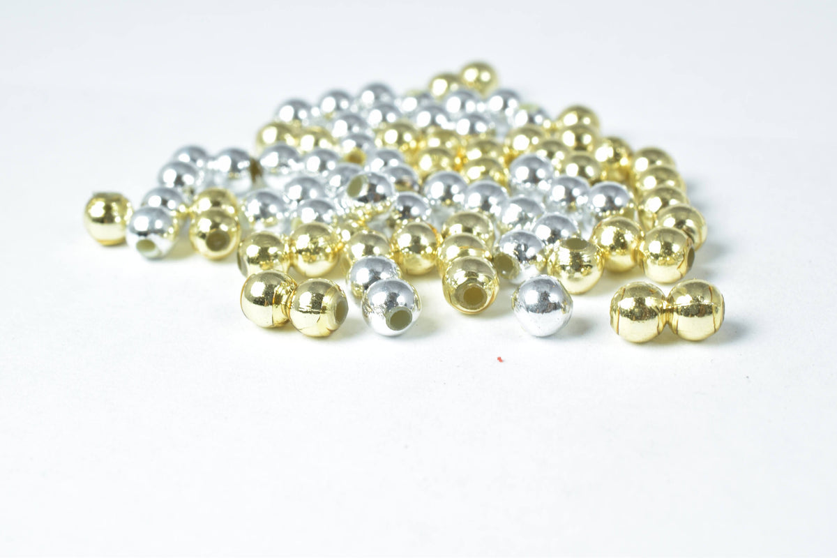 4mm Plastic Petite Gold/Silver Round Beads, Plastic Gold/Silver Beading Tools,Plastic 1000pcs Plastic Round Beads Jewelry...