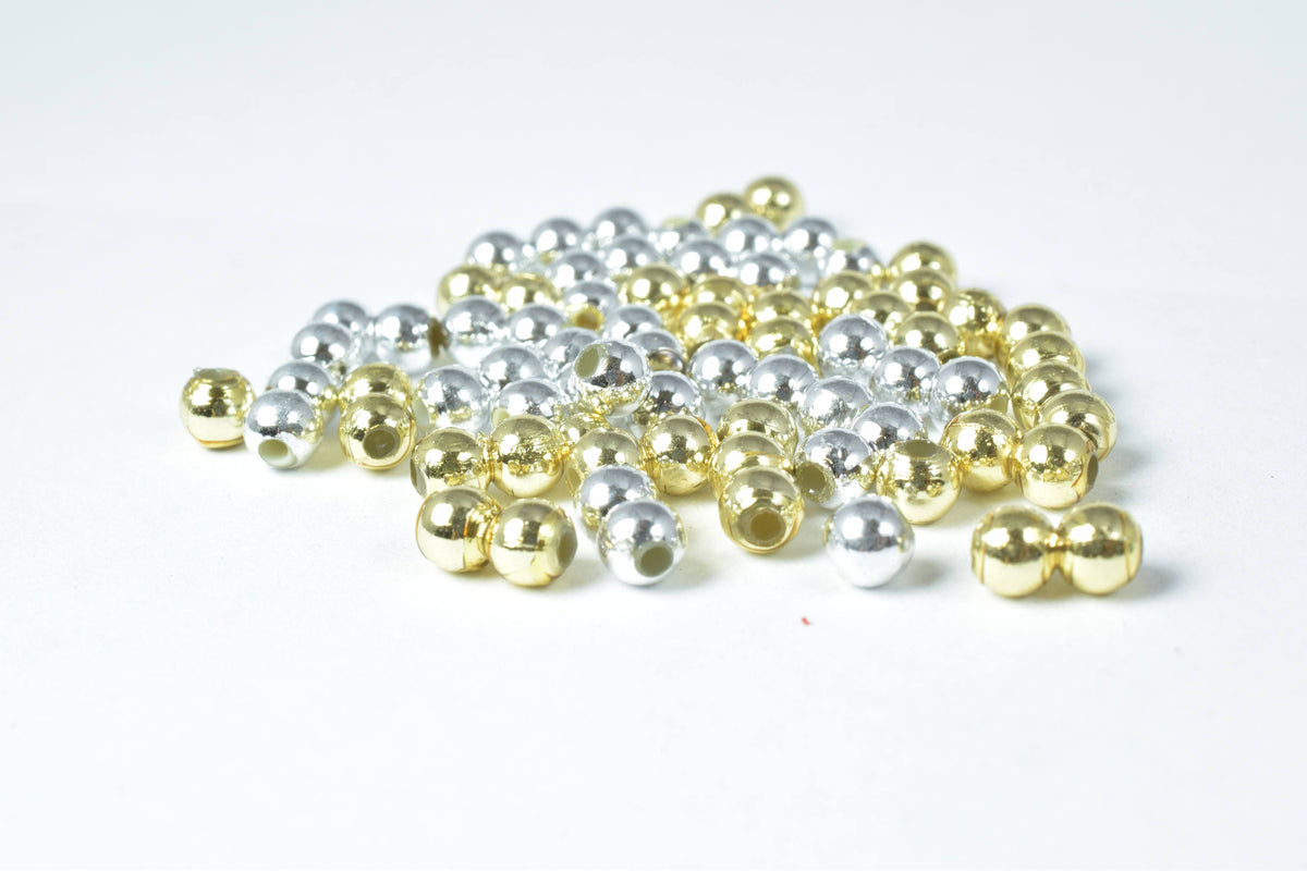 4mm Plastic Petite Gold/Silver Round Beads, Plastic Gold/Silver Beading Tools,Plastic 1000pcs Plastic Round Beads Jewelry...