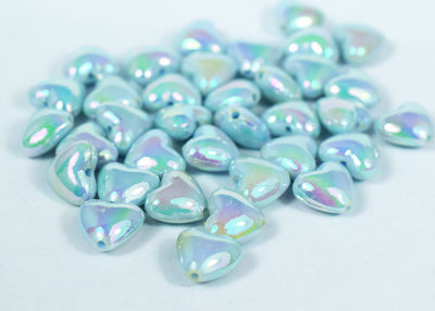 11 mm Iridescent Pony Blue/Green Heart Beads, Wholesale Pony Beads, Rave Beads, Acrylic Heart Beads,Color/ Iridescent Mint...