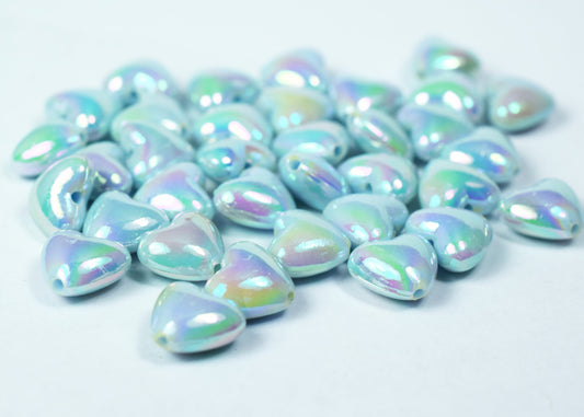 11 mm Iridescent Pony Blue/Green Heart Beads, Wholesale Pony Beads, Rave Beads, Acrylic Heart Beads,Color/ Iridescent Mint...