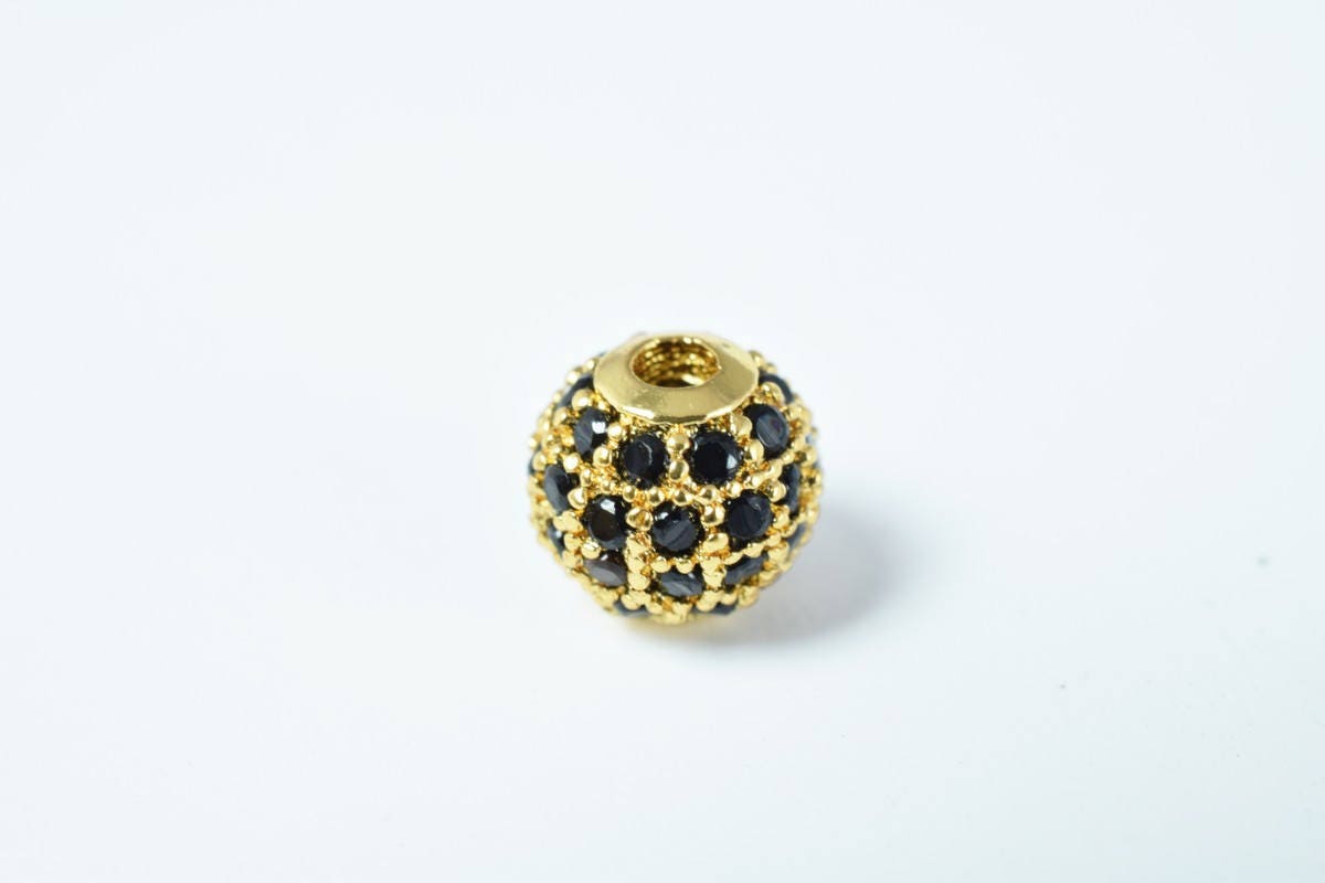 Pave CZ Rhinestone Beads 6mm High Quality 2mm Large Hole Round Bead 4 Colors jewelry making supplies - detail image 6