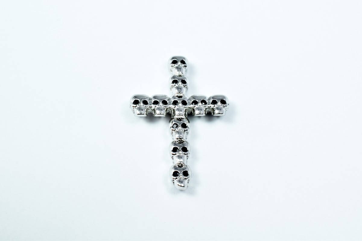 Cross Skull bead charm Micro Pave CZ Rhinestone Spacer Beads High Quality Horizontal Hole 4 Colors jewelry making supplies...
