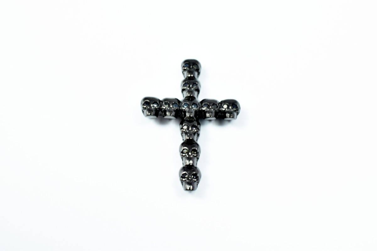Cross Skull bead charm Micro Pave CZ Rhinestone Spacer Beads High Quality Horizontal Hole 4 Colors jewelry making supplies...