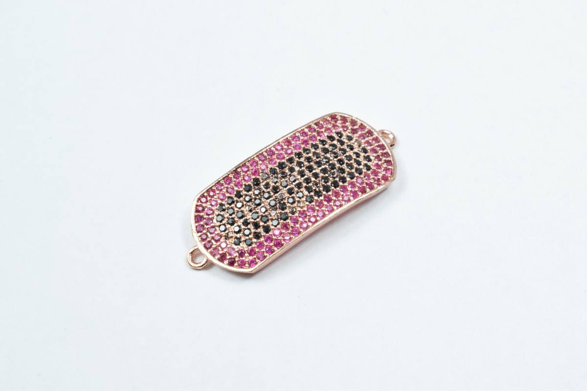 Micro Pave CZ Rhinestone Connector Beads High Quality Horizontal Hole 3 Colors jewelry making supplies - detail image 7