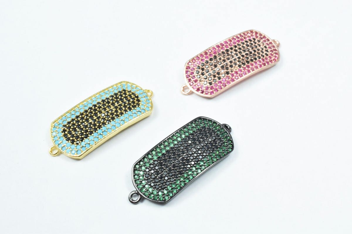 Micro Pave CZ Rhinestone Connector Beads High Quality Horizontal Hole 3 Colors jewelry making supplies - detail image 2