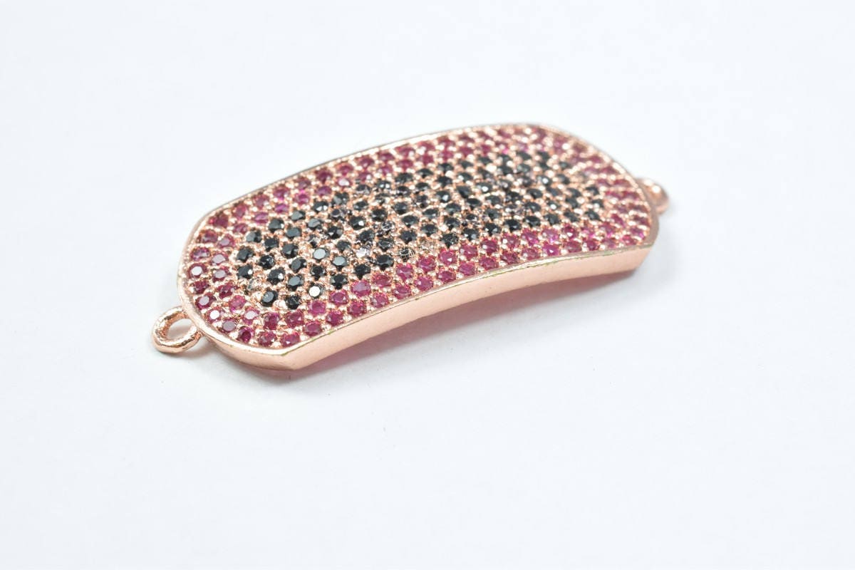 Micro Pave CZ Rhinestone Connector Beads High Quality Horizontal Hole 3 Colors jewelry making supplies - detail image 4