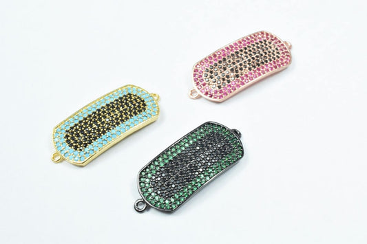 Micro Pave CZ Rhinestone Connector Beads High Quality Horizontal Hole 3 Colors jewelry making supplies
