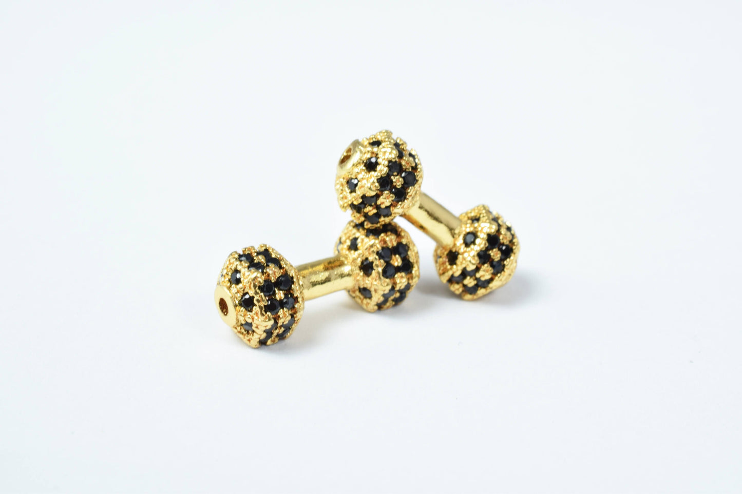 Fitness Dumbbell Micro Pave Cubic Zirconia CZ Rhinestone Connector Beads Connector High Quality 4 Colors jewelry making su...