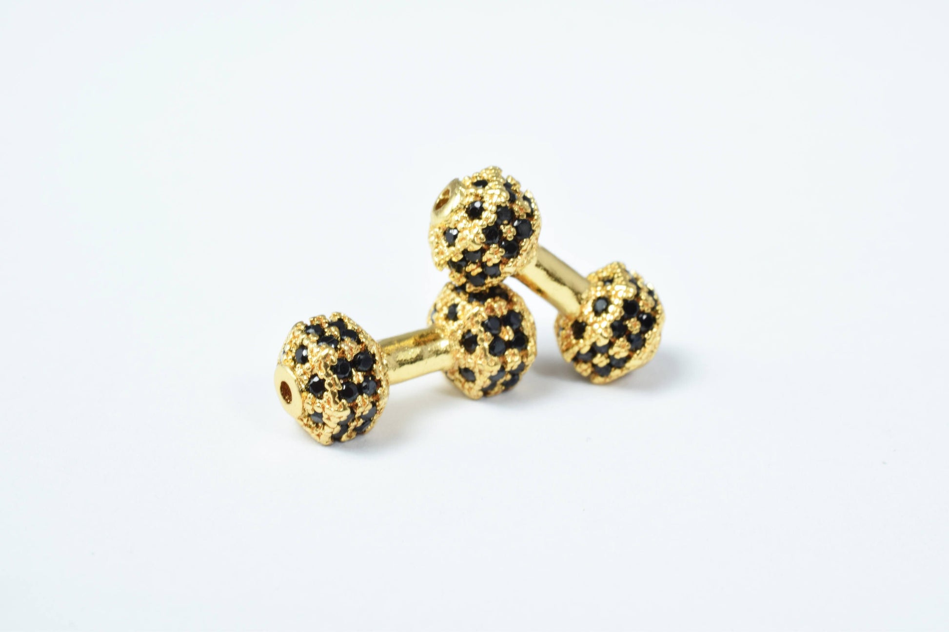 Fitness Dumbbell Micro Pave Cubic Zirconia CZ Rhinestone Connector Beads Connector High Quality 4 Colors jewelry making su...