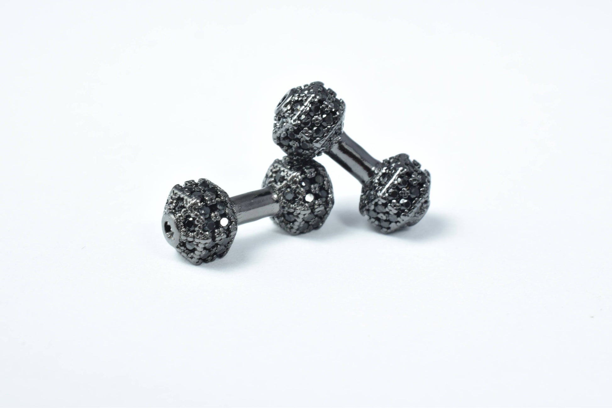 Fitness Dumbbell Micro Pave Cubic Zirconia CZ Rhinestone Connector Beads Connector High Quality 4 Colors jewelry making su...