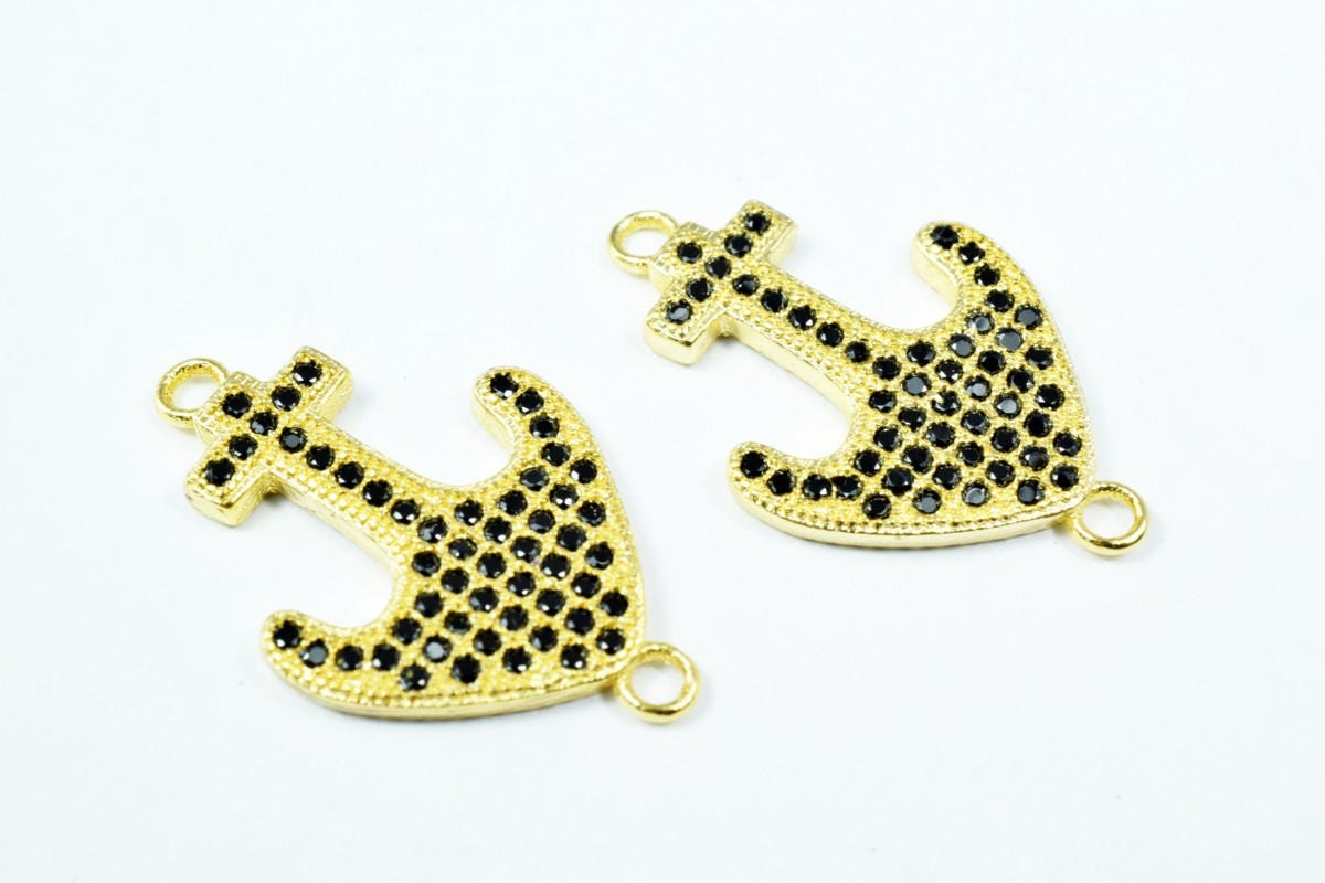 Anchor Micro Pave Cubic Zirconia CZ Rhinestone Connector Beads Connector High Quality 4 Colors jewelry making supplies - d...