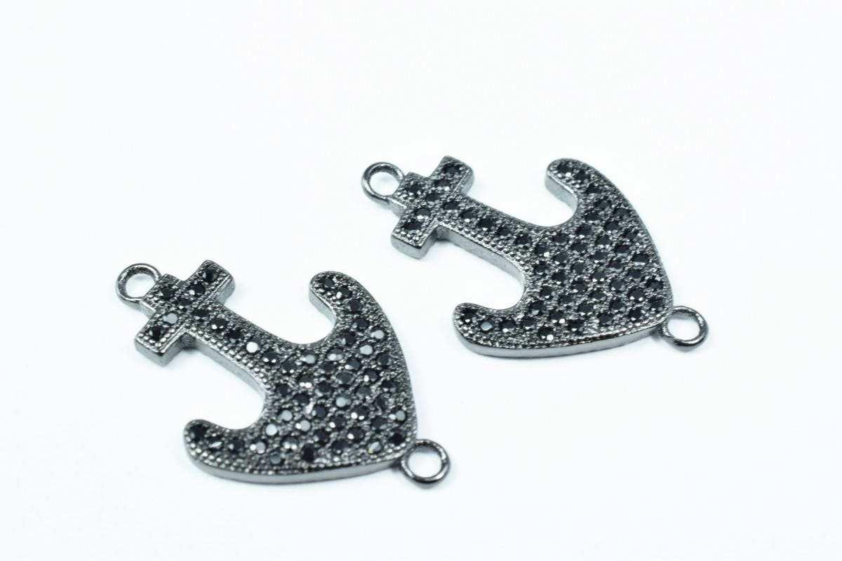 Anchor Micro Pave Cubic Zirconia CZ Rhinestone Connector Beads Connector High Quality 4 Colors jewelry making supplies - d...