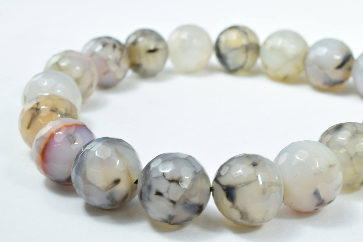 14mm Tonal Gray Crazy, Lace Agate Round Stone Beads, Sold by 1 strand of 15pcs, 2mm, 165.0grams/pk,Lace Gray Agate, Round...