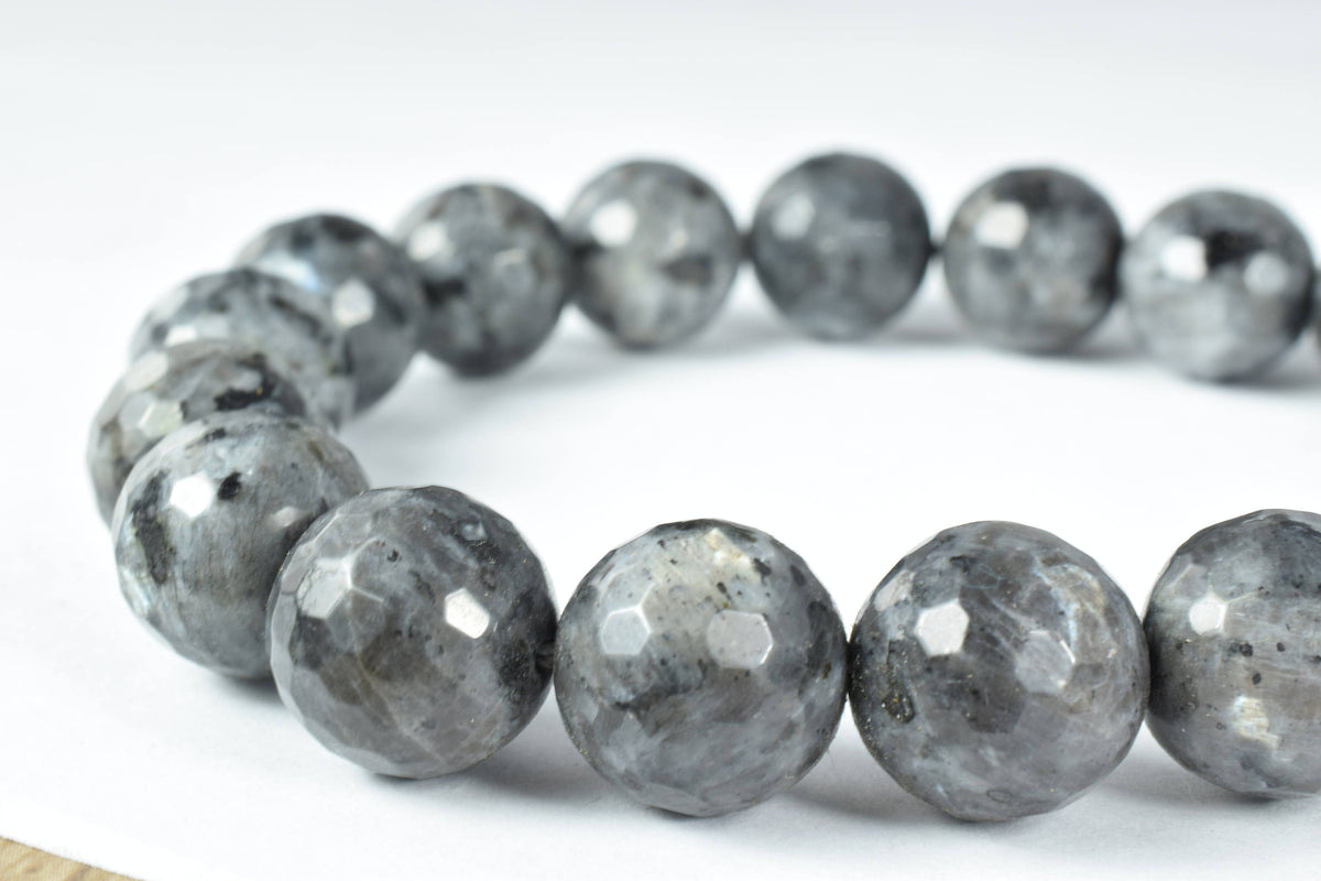 12mm/14mm Faceted Labradorite Natural Gemstones/Shades of Black/Grey/Craft Supplies/Beads/Gems Cabochons/Beads/Focal beads...