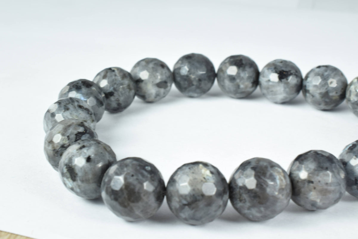 12mm/14mm Faceted Labradorite Natural Gemstones/Shades of Black/Grey/Craft Supplies/Beads/Gems Cabochons/Beads/Focal beads...