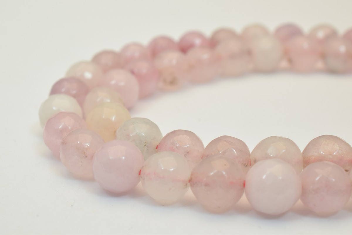 Pink Rose Quartz Gemstone Faceted Round Beads Size 7mm Natural Stones Beads Healing chakra stones for Jewelry Making Item#...
