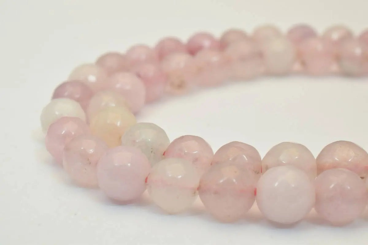 pink rose quartz gemstone faceted round beads size 7 mm natural stones beads healing chakra stones for jewelry making item...