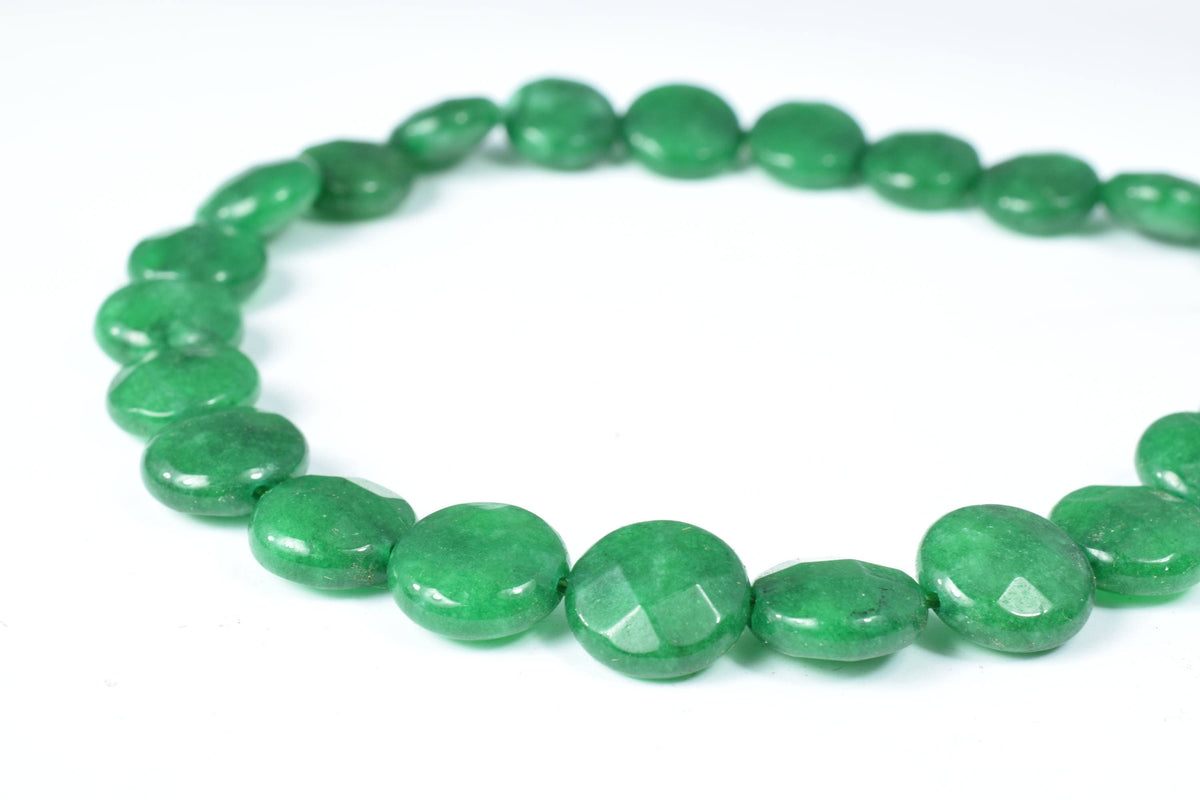 10mm Green Agate Flat Round Gemstone Faceted Beads 1 strand 44 PCs, Natural, healing,chakra, birthstone Jewelry Making,Who...