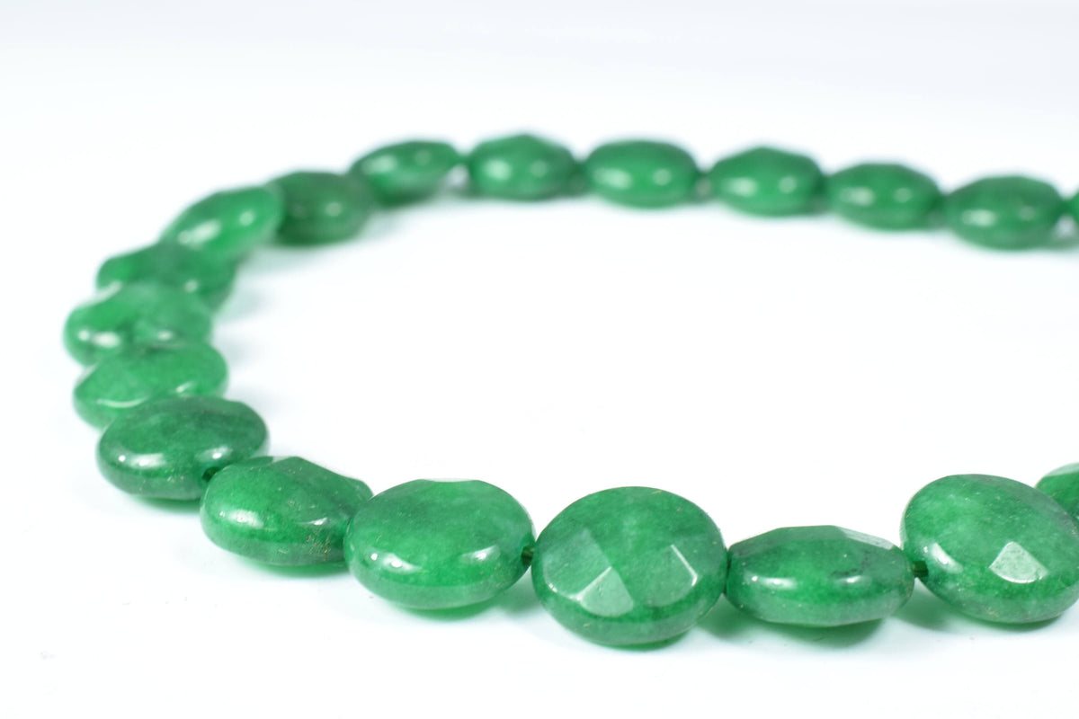 10mm Green Agate Flat Round Gemstone Faceted Beads 1 strand 44 PCs, Natural, healing,chakra, birthstone Jewelry Making,Who...