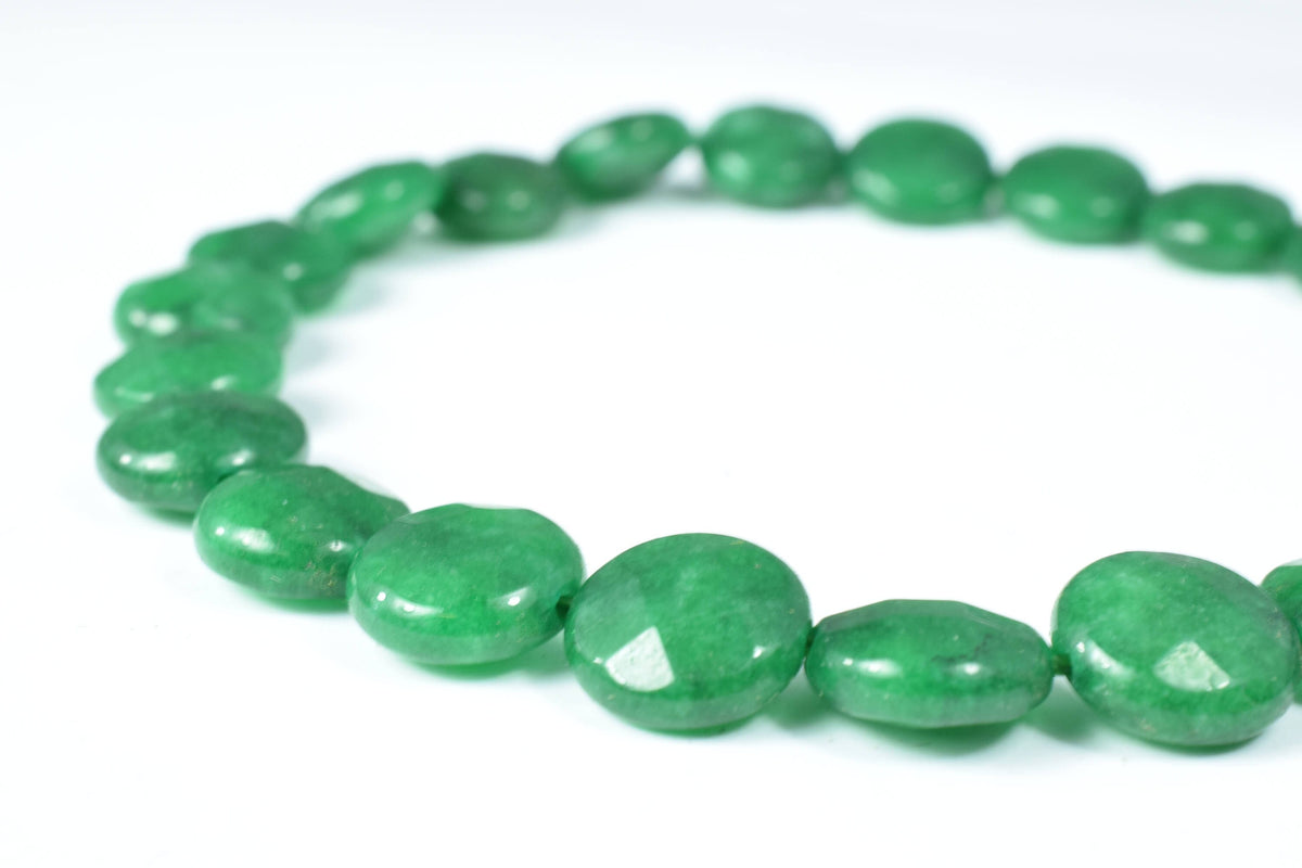 10mm Green Agate Flat Round Gemstone Faceted Beads 1 strand 44 PCs, Natural, healing,chakra, birthstone Jewelry Making,Who...
