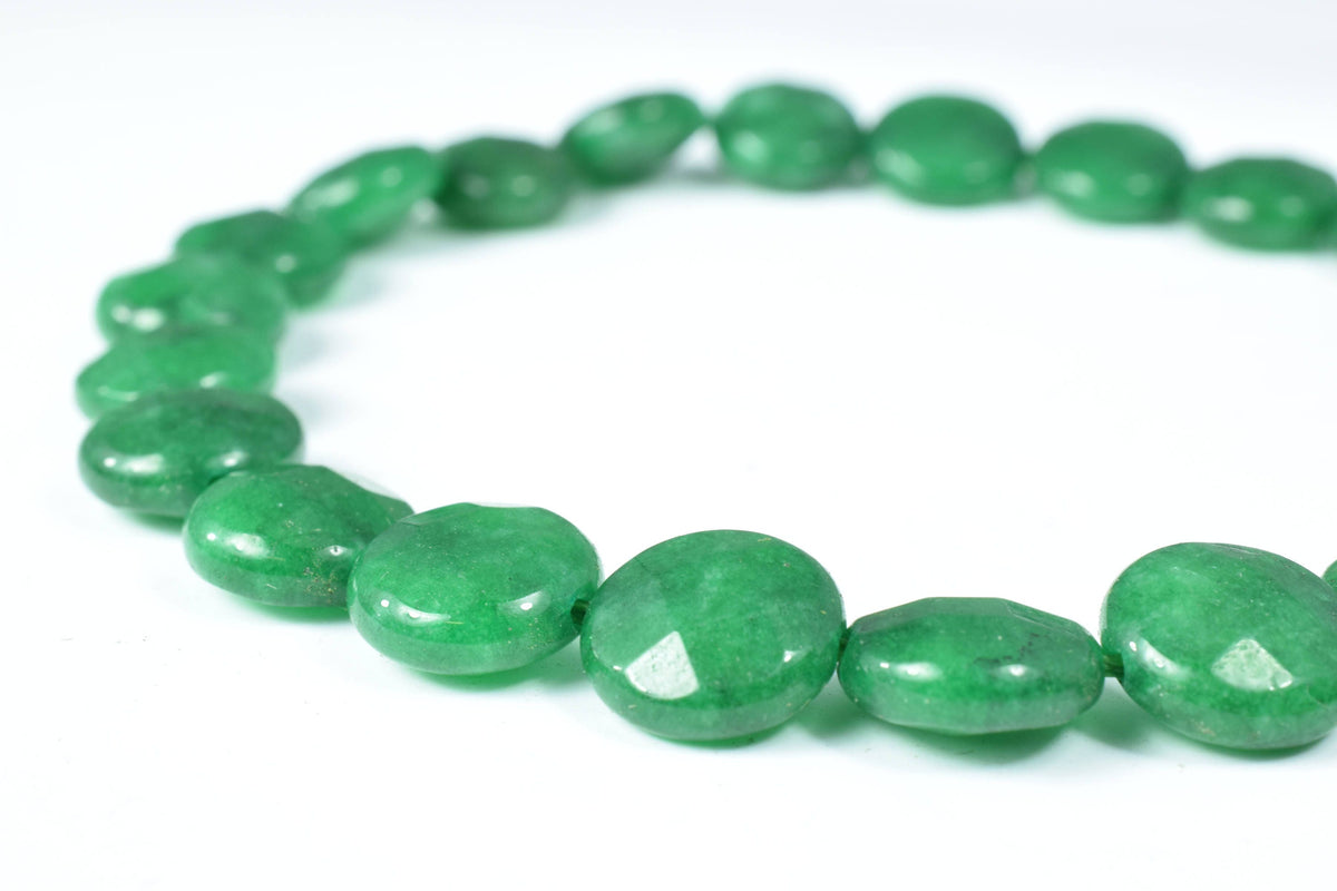 10mm Green Agate Flat Round Gemstone Faceted Beads 1 strand 44 PCs, Natural, healing,chakra, birthstone Jewelry Making,Who...