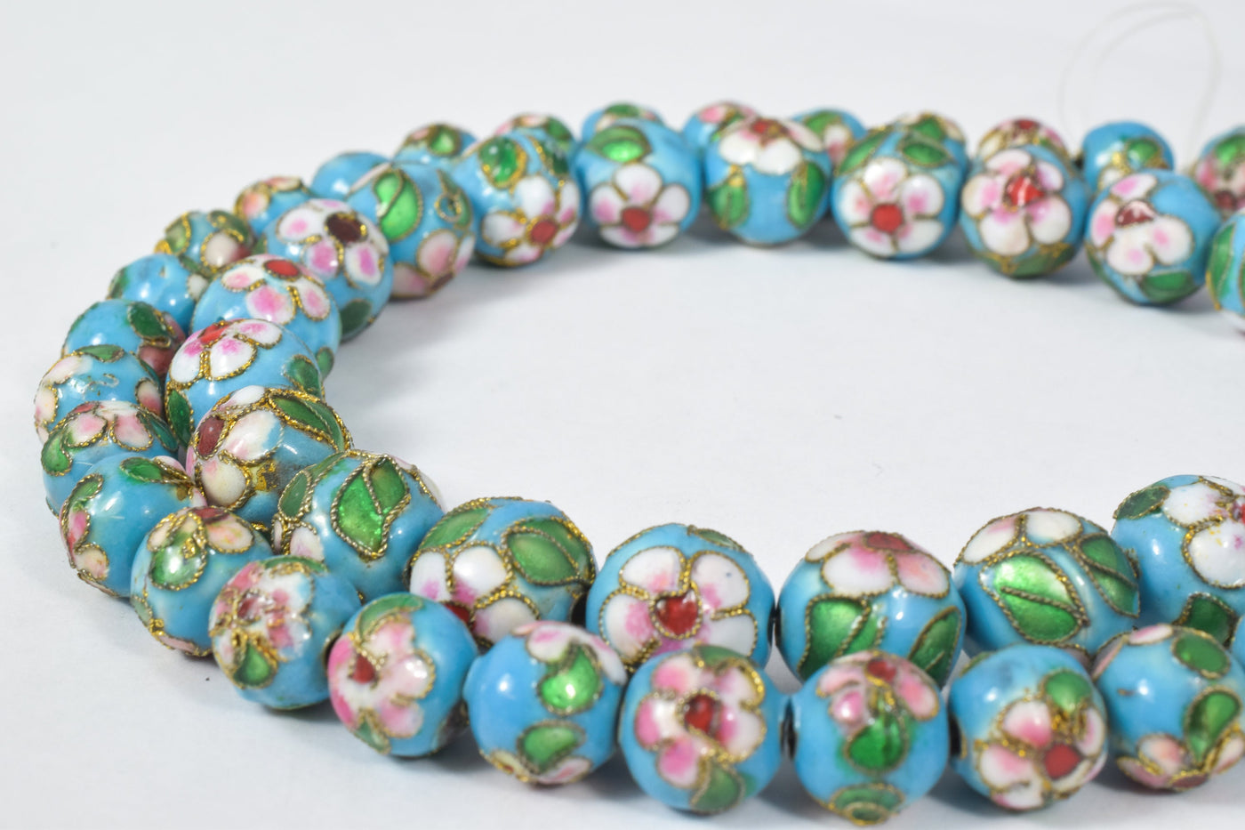 Sky Blue Color Flower Art Cloisonne Round Beads 6mm/8mm/10mm/12mm For Jewelry Making Item No# 0064 jewelry making supplies