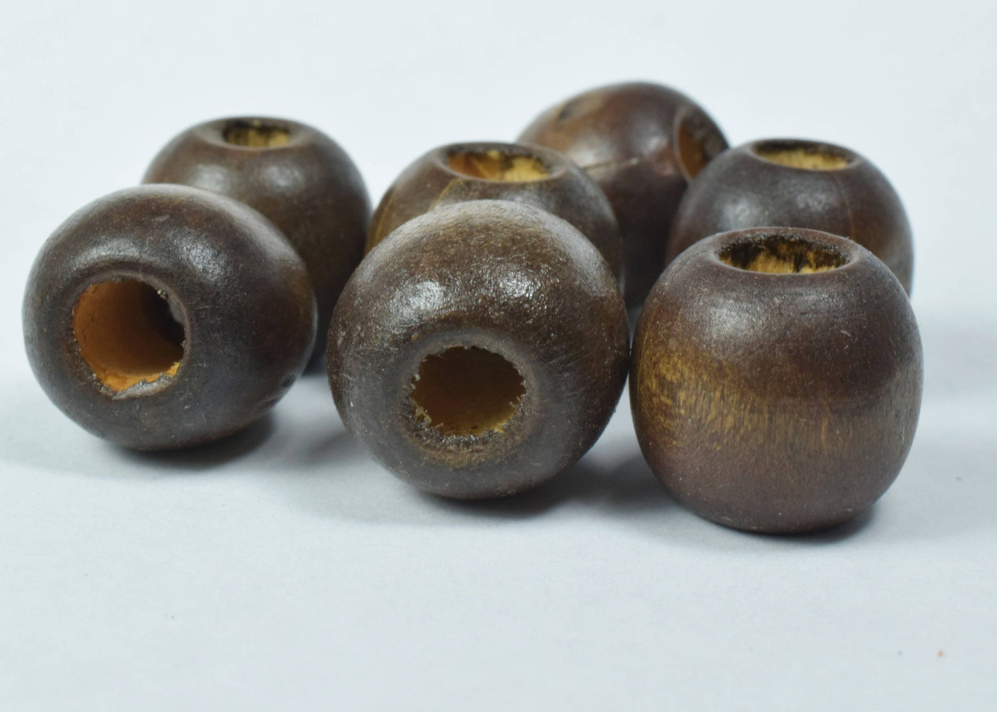 15mm Dark Chocolate Round Large Hole Wooden Beads, Wooden Beading Tools, Large Hole Brown Wood Beads, Macrame Beads, Round...