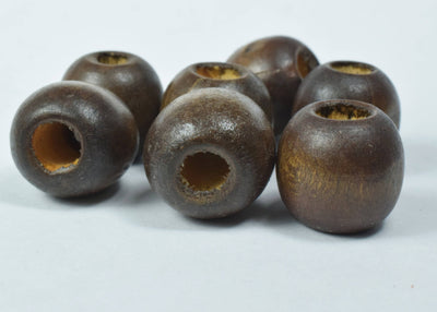 15mm Dark Chocolate Round Large Hole Wooden Beads, Wooden Beading Tools, Large Hole Brown Wood Beads, Macrame Beads, Round...