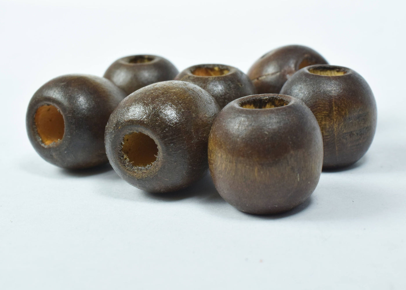 15mm Dark Chocolate Round Large Hole Wooden Beads, Wooden Beading Tools, Large Hole Brown Wood Beads, Macrame Beads, Round...