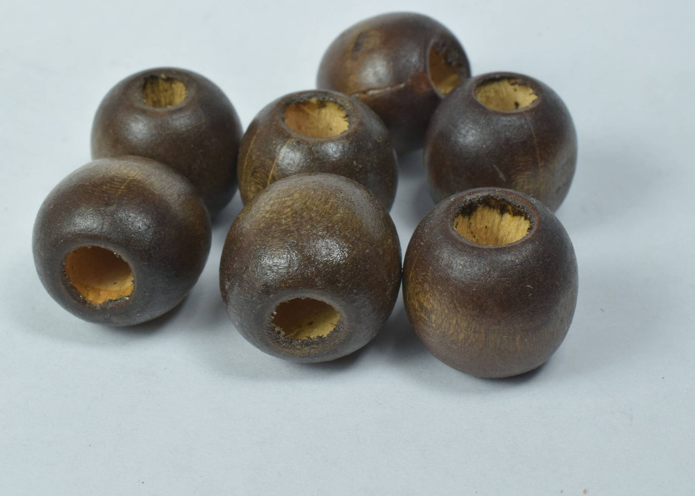 15mm Dark Chocolate Round Large Hole Wooden Beads, Wooden Beading Tools, Large Hole Brown Wood Beads, Macrame Beads, Round...